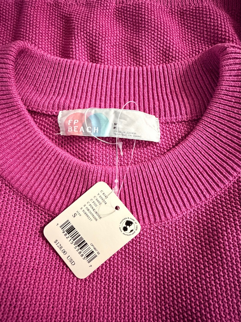 Free People FP Beach Bright Fuchsia Crewneck Sweater